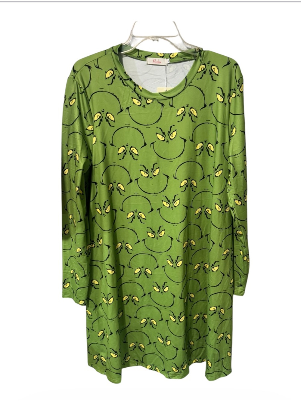 ROSHOP The Grinch all over print long sleeve house dress  size XL